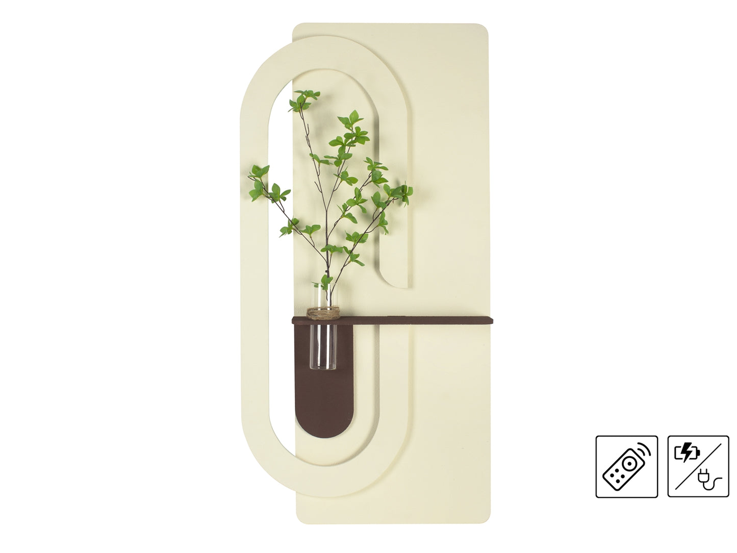 Quadro Branco em Relevo com Prateleira e Jarra de Vidro iluminação LED