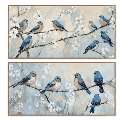 Quadro em Tela Pássaros 120x60cm - conjunto de dois painéis