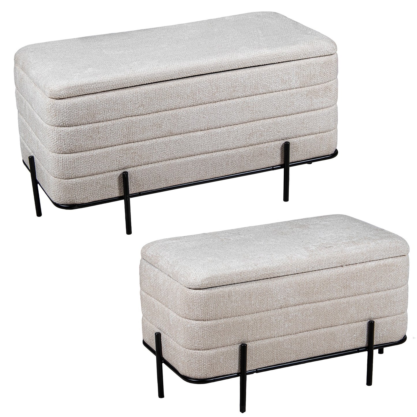 Banco Estofado Bege 74x42x40