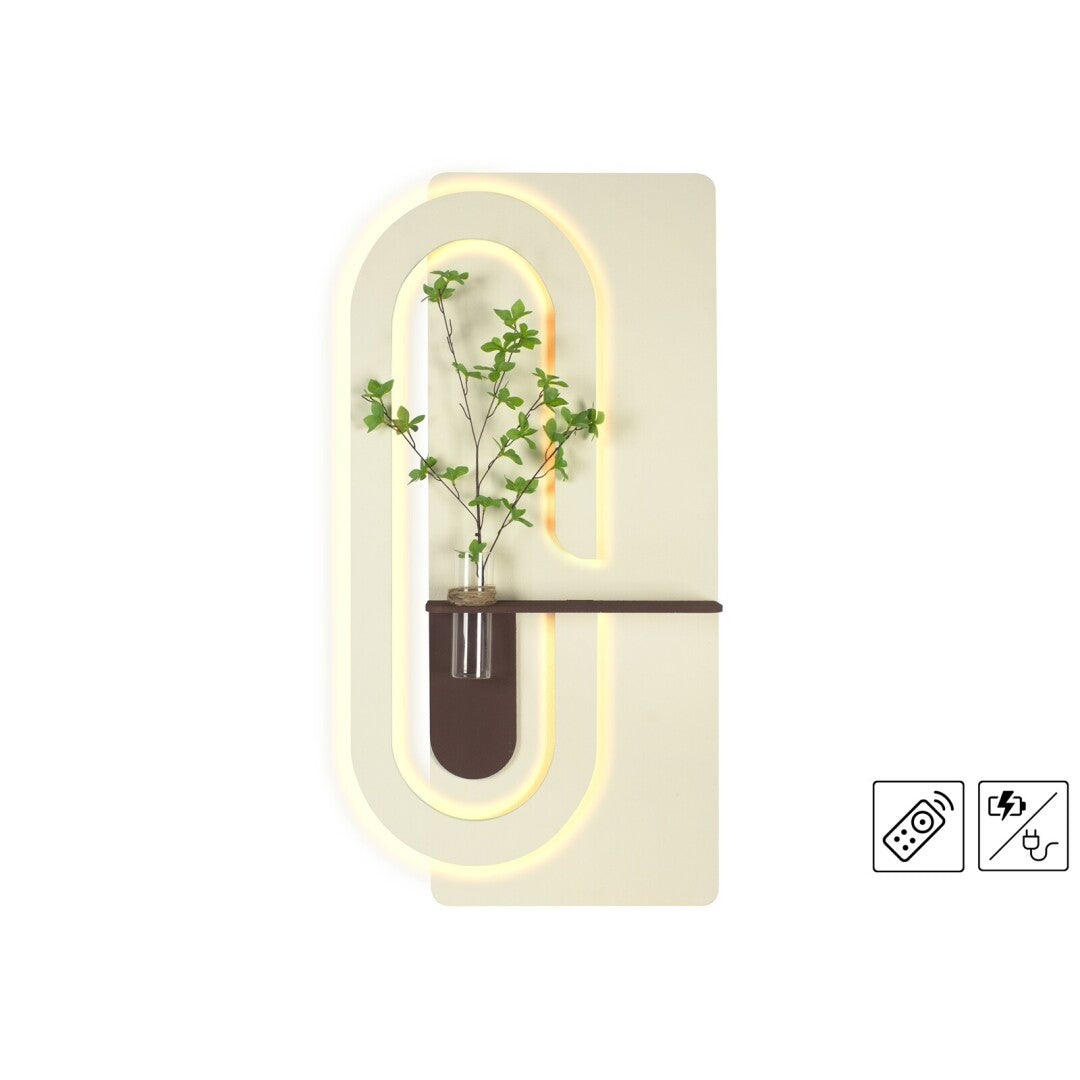 Quadro Branco em Relevo com Prateleira e Jarra de Vidro iluminação LED