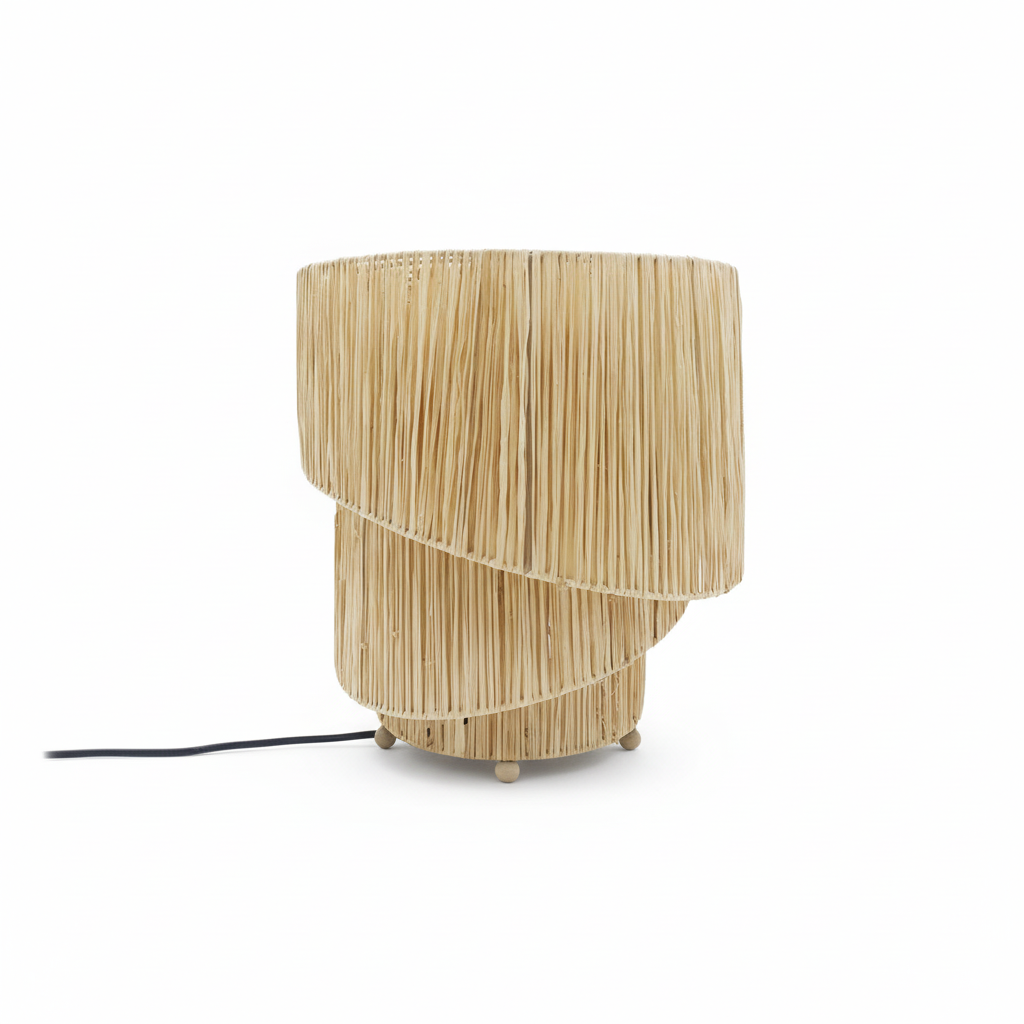 Candeeiro de mesa em rafia natural