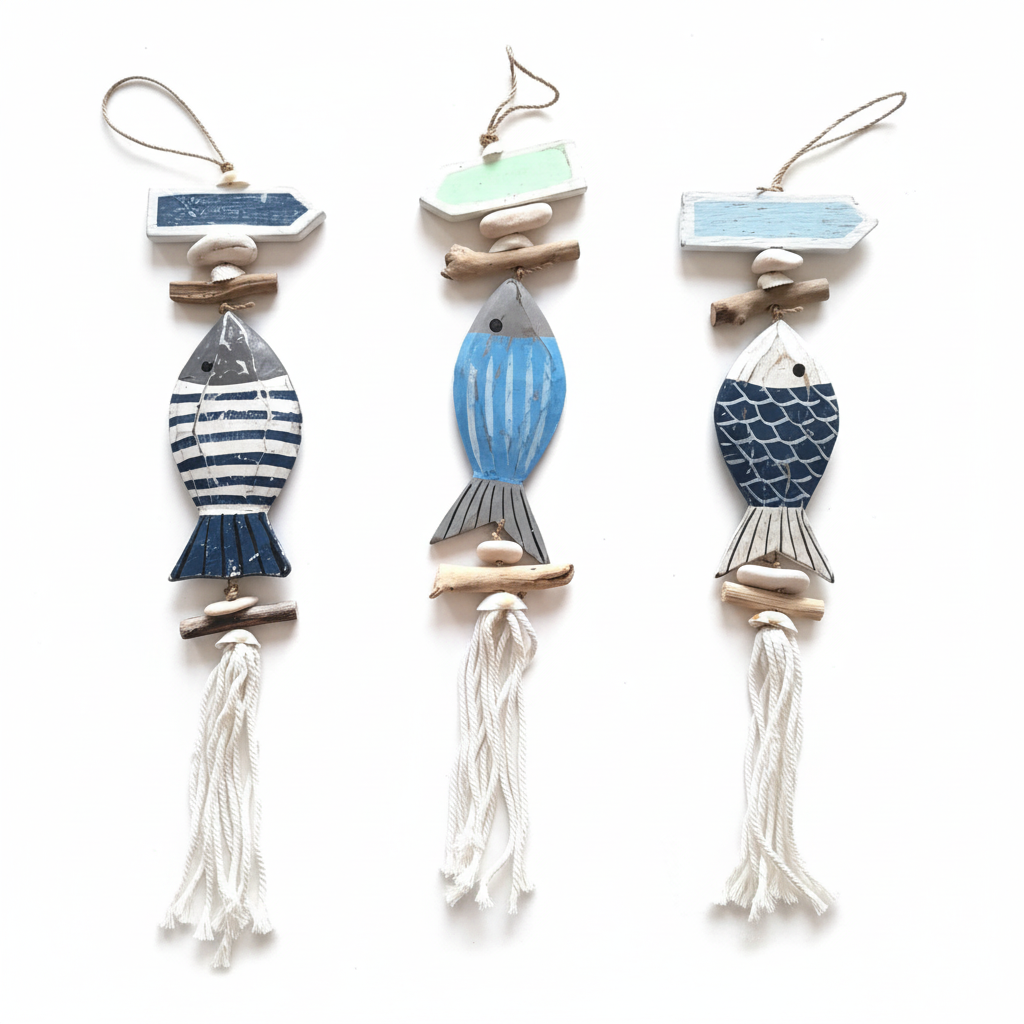 Pendente Peixe Riscas Azul Marinho